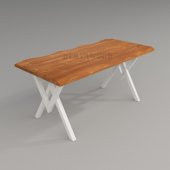 Deryawood Masif Ahşap Laurus Sulamalı Mutfak Masası Beyaz Ayak  85*140*76cm thumbnail 1