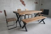 Deryawood Masif Ahşap Yemek  Masası  Takımı  240-85 +4 Sand+240 Bank - 2
