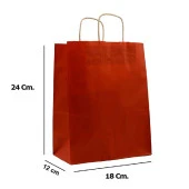 Büküm Saplı Kraft Kağıt Çanta Karton Hediyelik Poşet Torba - Bordo - 18x24 Cm. - 25 Adetlik 2 Paket - 2