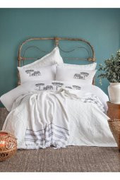 Apricitas Home Çift Kişilik Yatak Örtülü Nevresim Set Aleph White - 1
