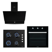 Kumtel Kristal Siyah Cam Ankastre Set - 1