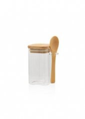 THE MİA BAMBU KAŞIKLI CAM KAVANOZ KARE 250 CC - 1