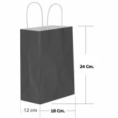Büküm Saplı Kraft Kağıt Çanta Karton Hediyelik Poşet Torba - Siyah - 18x24 Cm. -25 Adetlik 4 Paket thumbnail 2