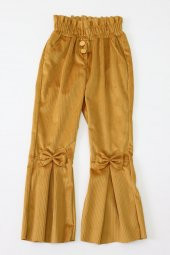 Kız Çocuk İspanyol Paça Fiyonklu Kadife Pantalon - 4