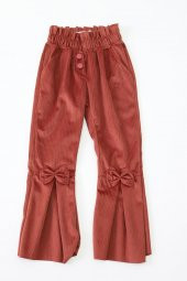 Kız Çocuk İspanyol Paça Fiyonklu Kadife Pantalon - 12