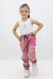Kız Çocuk Barbie Nakışlı Kadife Pantolon - 6