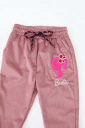 Kız Çocuk Barbie Nakışlı Kadife Pantolon - 8
