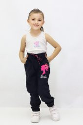 Kız Çocuk Barbie Nakışlı Kadife Pantolon - 11