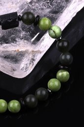 Yeşim - Turmalin - Hematit - Kokonat Doğal Taş Tasarım Bileklik thumbnail 3