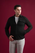 Slimfit Fermuar Kapamalı Yan Cepli  Dokulu Spor Erkek Gömlek thumbnail 5