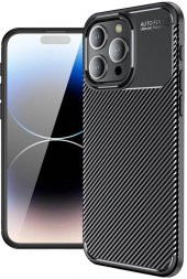 Apple iPhone 15 Pro Kılıf Sert Korumalı Zırh Karbon Fiber Kapak - 1