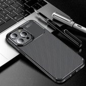 Apple iPhone 15 Pro Kılıf Sert Korumalı Zırh Karbon Fiber Kapak - 6