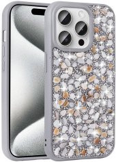 Apple iPhone 15 Pro Kılıf Parlak Taşlı Tasarım Linea Kapak - 1