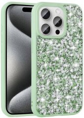 Apple iPhone 15 Pro Kılıf Parlak Taşlı Tasarım Linea Kapak - 3