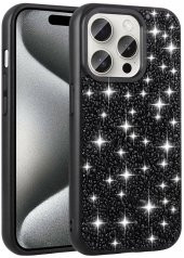 Apple iPhone 15 Pro Kılıf Parlak Taşlı Tasarım Linea Kapak - 5