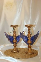 Mumluk Şamdan Melek Kanatlı Elİşi Hand Made 2 li Yılbaşı Noel Yeni Yıl - 1