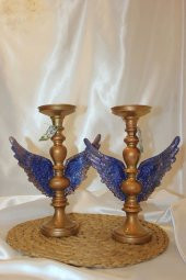 Mumluk Şamdan Melek Kanatlı Elİşi Hand Made 2 li Yılbaşı Noel Yeni Yıl - 4