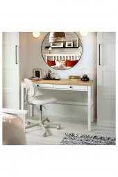 Çalışma Masası, Beyaz Açık Kahverengi HEMNES 120x47 2 Çekmeceli Masif Ahşap - 2
