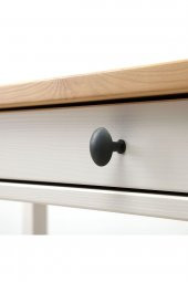 Çalışma Masası, Beyaz Açık Kahverengi HEMNES 120x47 2 Çekmeceli Masif Ahşap - 5