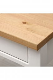 Çalışma Masası, Beyaz Açık Kahverengi HEMNES 120x47 2 Çekmeceli Masif Ahşap - 6