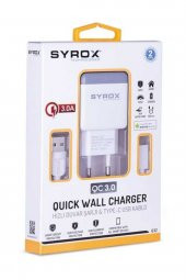 Syrox Hızlı Sarj Cihazı Seti Type-c Hızlı Ev Şarj Aleti 3.0a (Q32 BEYAZ) - 3