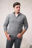 Slimfit Balıkçı Fermuarlı Yaka Örme Triko Yünlü Erkek Kazak thumbnail 10