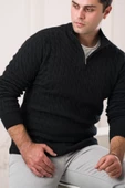 Slimfit Balıkçı Fermuarlı Yaka Örme Triko Yünlü Erkek Kazak thumbnail 2