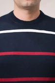 Dorss Slimfit Bisiklet Yaka Çizgili Pamuklu Erkek Spor Kazak - 7