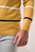 Dorss Slimfit Bisiklet Yaka Çizgili Pamuklu Erkek Spor Kazak - 12