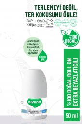 Siveno %100 Doğal Roll-On Beyazlatıcı Etkili Deodorant Ter Kokusu Önleyici Bitkisel Lekesiz Vegan 50 ml - 1