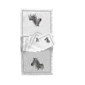 İthal Keten Zebra Nakışlı 4'lü Kumaş Peçete ve runner - 1