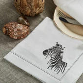 İthal Keten Zebra Nakışlı 4'lü Kumaş Peçete ve runner - 2