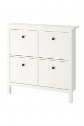 4 Bölmeli HEMNES Ayakkabı Dolabı, Beyaz Renk 107x22x101 cm Mdf - 1