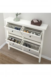 4 Bölmeli HEMNES Ayakkabı Dolabı, Beyaz Renk 107x22x101 cm Mdf - 3