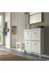 4 Bölmeli HEMNES Ayakkabı Dolabı, Beyaz Renk 107x22x101 cm Mdf - 6