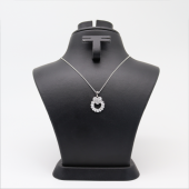 Kalpli Birleşimli Yüzük Taşlı Kolye Silver - 1
