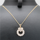 Kalpli Birleşimli Yüzük Taşlı Kolye Gold - 2