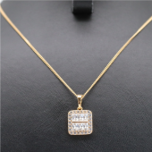 Baguette Kare Kolye Gold - 2