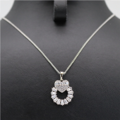 Kalpli Birleşimli Yüzük Taşlı Kolye Silver - 2