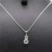 Oval Çift Taş Kolye Silver - 2