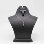 Oval Çift Taş Kolye Gold - 1
