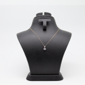 Oval Tek Taşlı Kulup Taşlı Kolye Gold - 1
