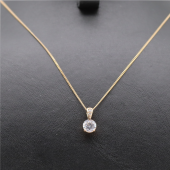 Oval Tek Taşlı Kulup Taşlı Kolye Gold - 2