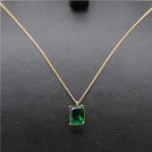 Yeşil Baget Taşlı Minimal Kolye - 2