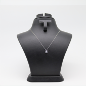 Kare Tek Taş Yatay Kolye Silver - 1