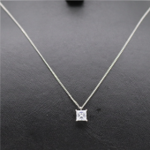 Kare Tek Taş Yatay Kolye Silver - 2