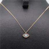 Nazarlıklı Baget Taşlı Minimal Kolye Gold - 2