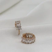 Kare Baget Taşlı Küpe Gold - 2