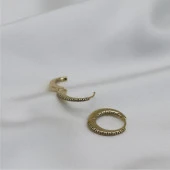 Minimal Dizili Baget Taşlı Küpe Gold - 2