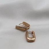 İri Tasarım Dikdörtgen Küpe Gold - 2